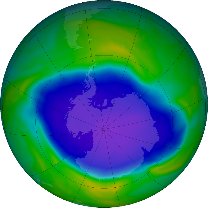 Antarctic ozone map for 30 October 2022